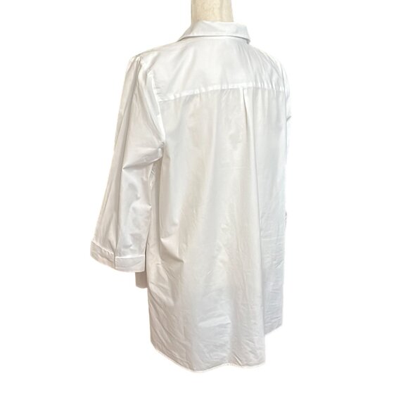 J. Jill Shirt Women L White Side-button Stepped-hem Tunic Side Button Detail - Picture 3 of 12